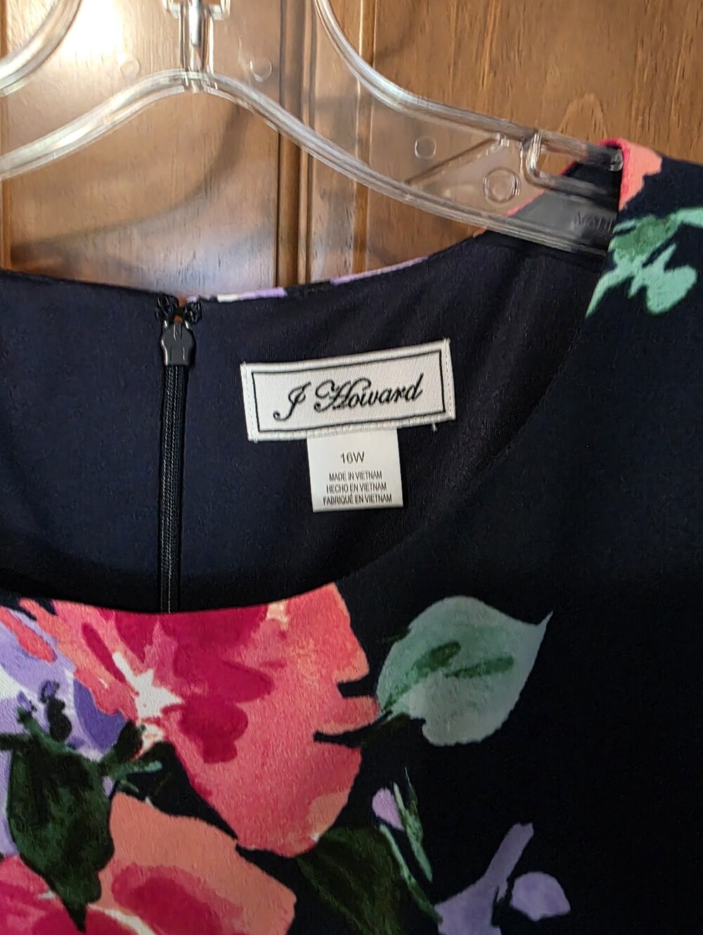 Navy Floral Midi Dress with Pink & Purple Blooms - Picture 4 of 9